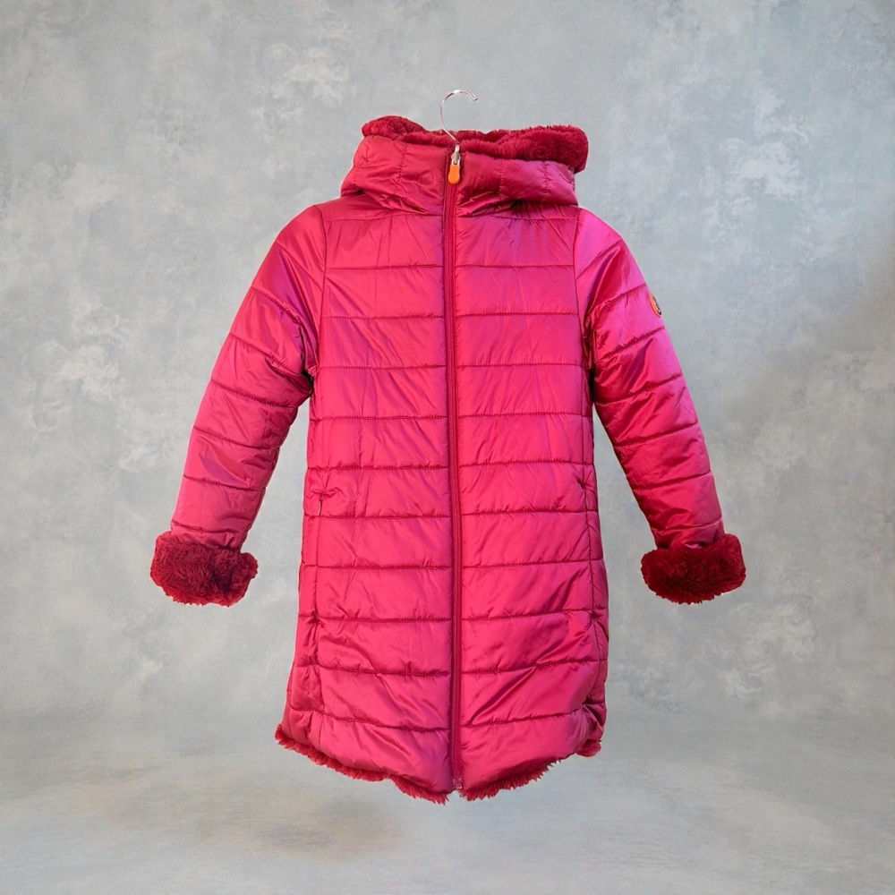 Save the Duck red reversible quilted faux fur jacket